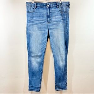 AMERICAN EAGLE Super Hi-Rise Jeggings Skinny Jean Blue Denim Zip Fly Size 20R